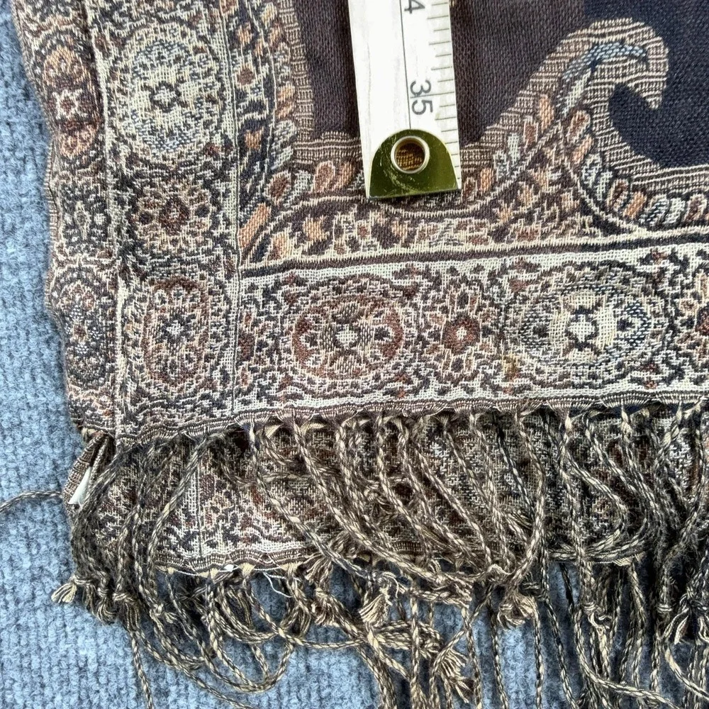 Collectioneighteen Scarf Womens One Size Brown Paisley Fringe Rectangle